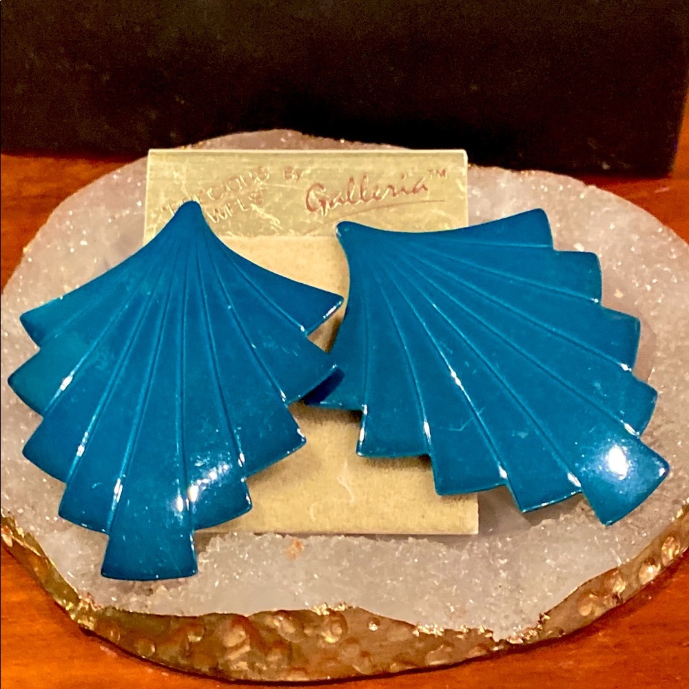 Teal Green Metal Post Back Earrings